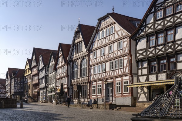 Half-timbered houses on the market square in Fritzlar, Schwalm-Eder district, Hesse, Germany,