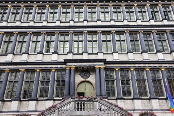 Historic City Hall Stadhuis, main entrance, Ghent, Flanders, Belgium, Europe