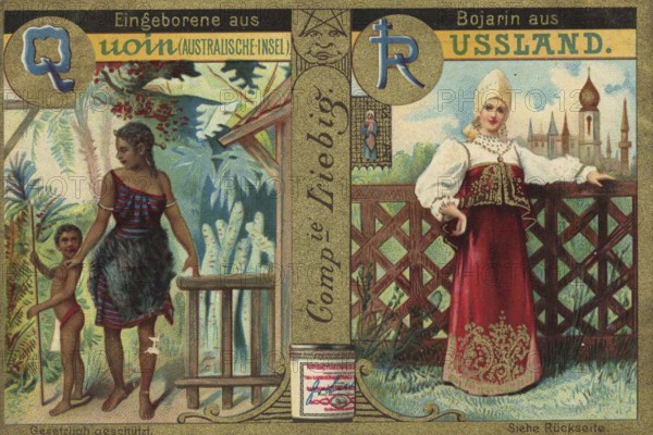 Picture series Noble woman from all over the world, Woman from Quoin, Australian island and Boyarin