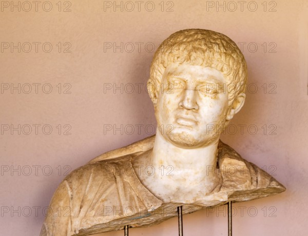 Carved marble portrait of Roman man, archaeology museum, Apollonia Archaeological Park, Albania