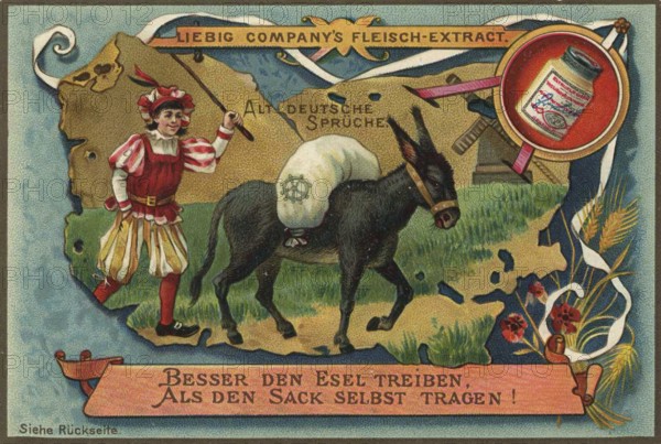 Picture series Altdeutsche Sprüche, besser den Esel treiben als den Sack selber tragen, Liebig