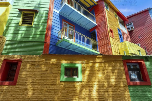 Argentina, colorful buildings of El Caminito, a popular tourist destination in Buenos Aires., South