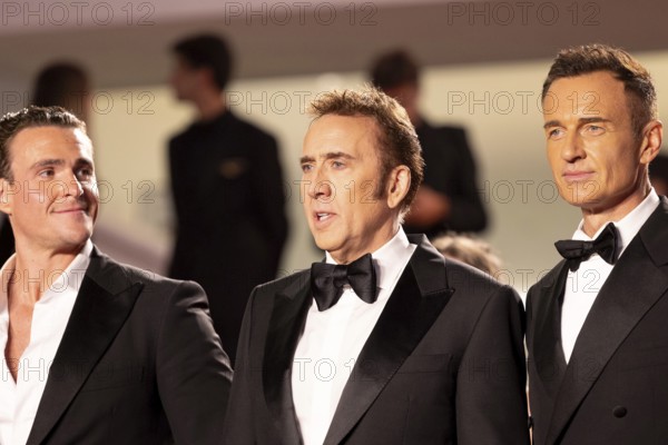 Cannes, France, 17.5.2024: Alexander Bertrand, Nicolas Cage, Julian McMahon at the premiere of The