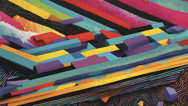 Pop art styled music album illustration featuring abstract crayon patterns and erratic lines in