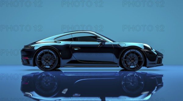 Modern luxury expensive sport car on the exhibition stand, AI generated