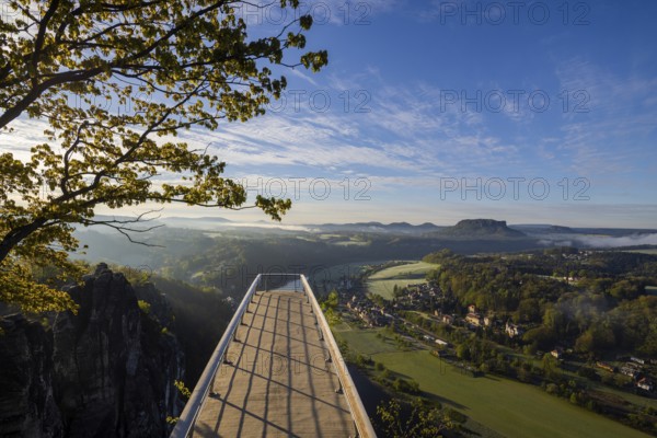 Sunrise in Saxon Switzerland, Rathen, Saxony, Germany, Europe