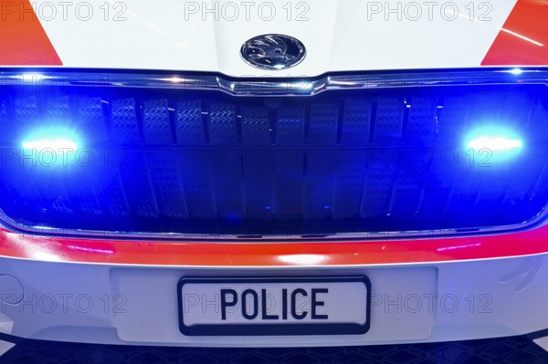 Police car electric blue light