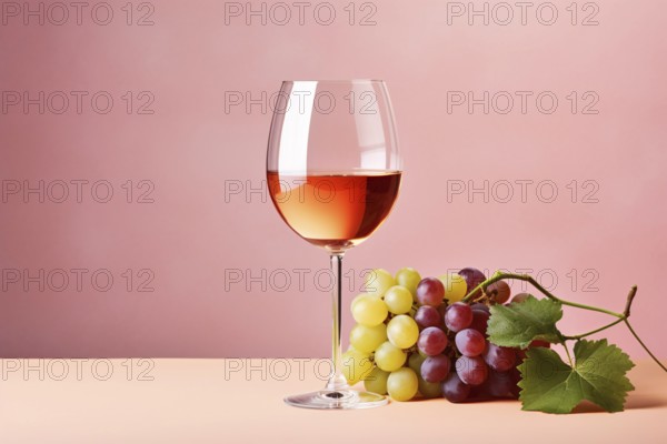 Glass of rose wine with grapes. KI generiert, generiert AI generated