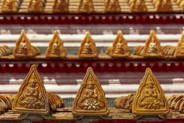Roof decoration on the Uposatha Hall, Ubosot, the roof is staggered in three tiers and covered with