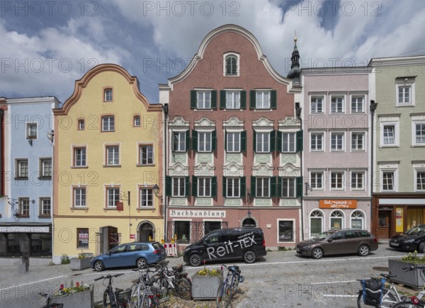 Late Baroque row of houses, Lower Town Square, Schärding, Lower Austria, Austria, Europe