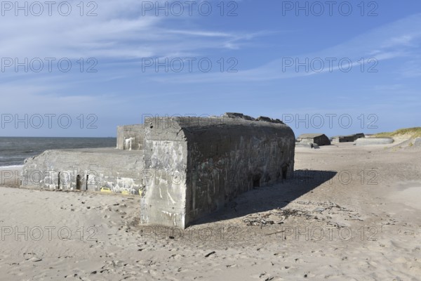 Bunker, Botonbunker of the Atlantic Wall in Denmark on the beach of Jutland