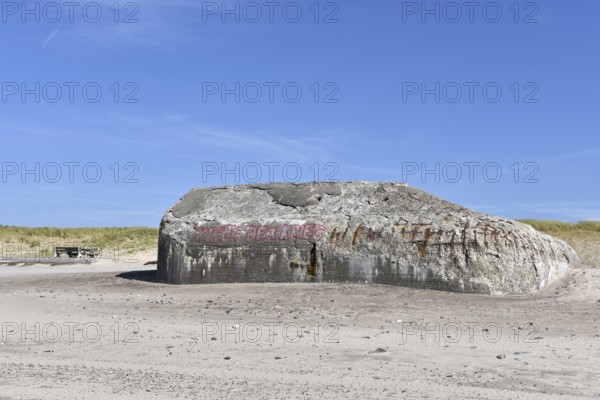 Bunker, Botonbunker of the Atlantic Wall in Denmark on the beach of Jutland