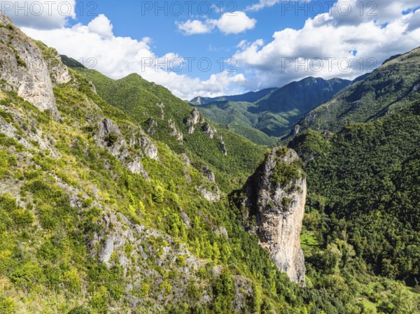 Orsomarso from a drone, Cosenza, Calabria, Italy, Europe
