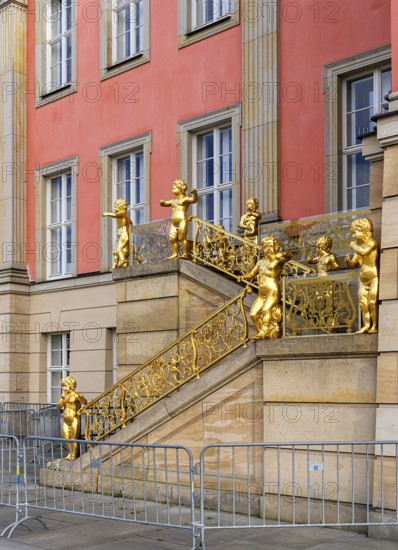 Putti on the flag staircase at the state parliament building, Potsdam, Brandenburg, Germany, Europe