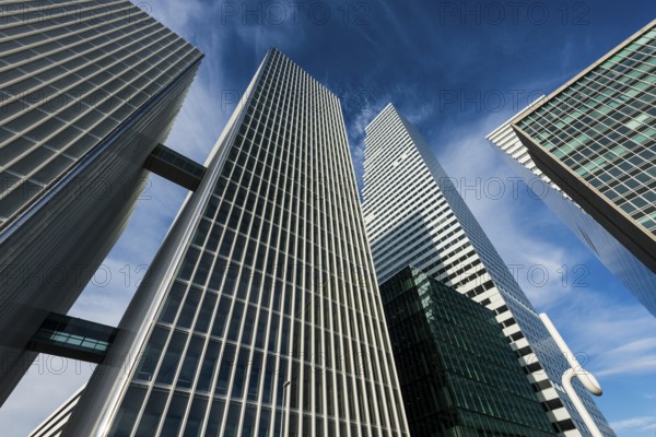 Modern architecture, high-rise buildings, Roche Towers, architects Herzog and de Meuron, Basel,