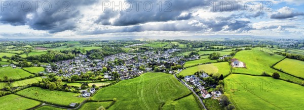 Panorama of Abbotskerswell Village from a drone Newton Abbot, Devon, England, Erope