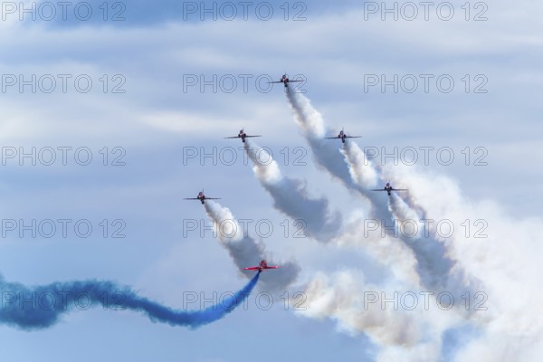 Red Arrows, Royal Air Force Aerobatic Team, Airshow 2024, Teignmouth, Devon, England, United