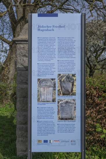 Information board about the history of the Jewish cemetery in Hagenach, Hagenbach, Upper Franconia,