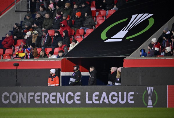 Logo, perimeter advertising, UEFA Conference League, Voith-Arena, Heidenheim, Baden-Württemberg,