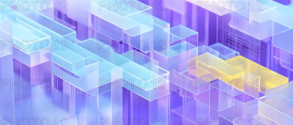 Layers of translucent squares moving in a synchronized flow, resembling dynamic data visualization,