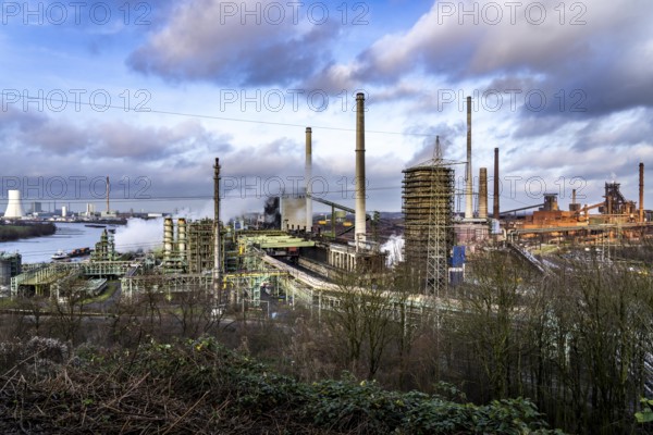 The Thyssenkrupp Steel steelworks in Duisburg-Marxloh, on the Rhine, coking plant unloading tower,