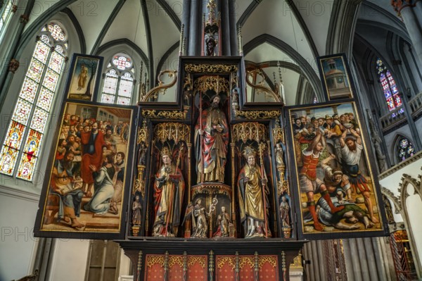 Matthias altar in the interior of the Catholic church of St Viktor in Xanten, Lower Rhine, North