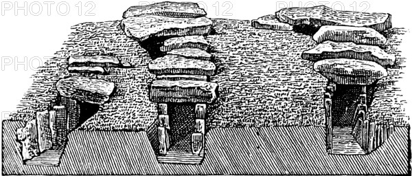 Tombs with covered passageways in the department of Morbihan, Brittany, passageway tomb with