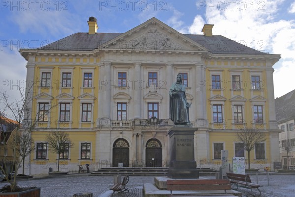 Classicist town hall and monument to medieval bishop and scholar Albertus Magnus, Albert of