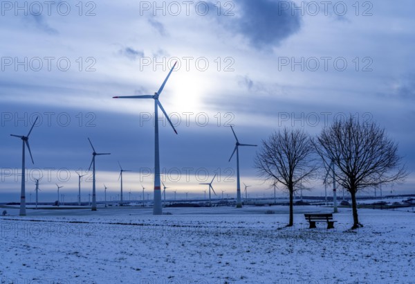 Wind farm, north of Lichtenau, self-proclaimed energy town, over 190 wind turbines and over 1200