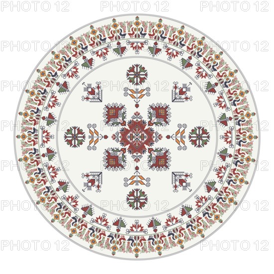 Traditional Bulgarian embroidery design element over white background