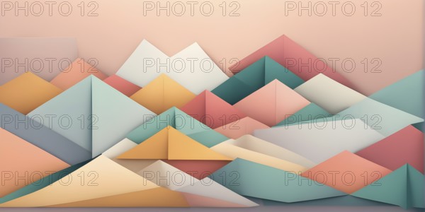 Abstract origami wallpaper illustration, AI generated