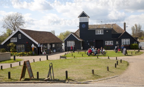 Gift shop and boating pavilion buildings at Thorpeness, Suffolk, England, United Kingdom, Europe