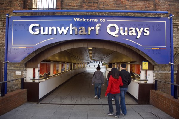 Tunnel into Gunwharf Quays development, Portsmouth, Hampshire, England, United Kingdom, Europe