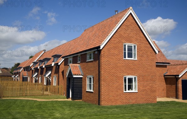 New housing under construction at Cavell Close, Bawdsey, Suffolk, England, under an innovative