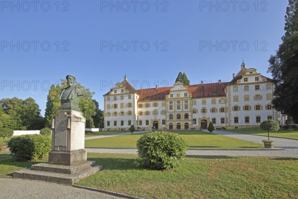 Baroque castle with baroque garden and monument to Prince William of Baden, monastery, castle,