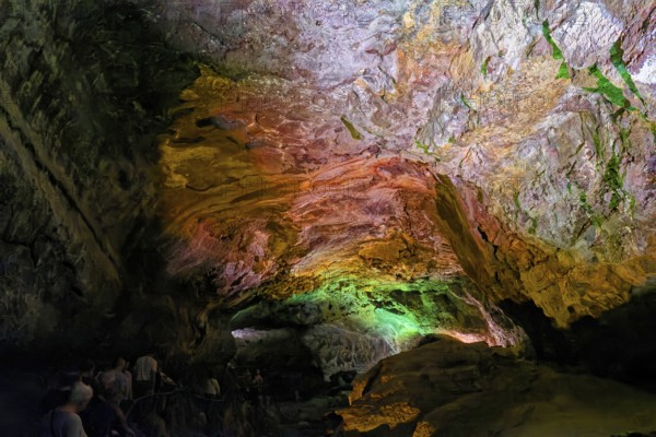 Lava tunnel Cueva de los Verdes with the light installation by Jesús Soto, Costa Teguise,