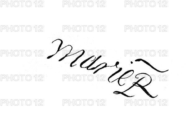 Signature, handwriting of Mary Stuart, historical, digital reproduction of an original from the
