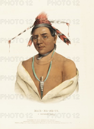 Mar-Ko-Me-Te, A Menomene Brave (1838), Native American, Historical Native American tribes from