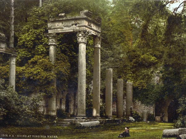 Windsor, Ruinen am Virginia Water, England / Windsor, ruins at Virginia Water, England, Historical,