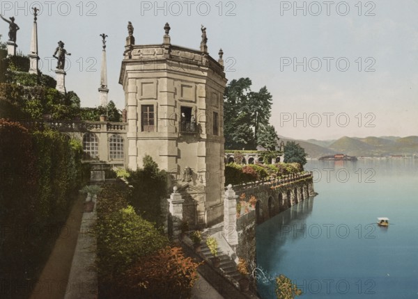 Lake Maggiore. Isola Bella. Garden, part of the Torrione, Italy, 1890, Historic, digitally restored