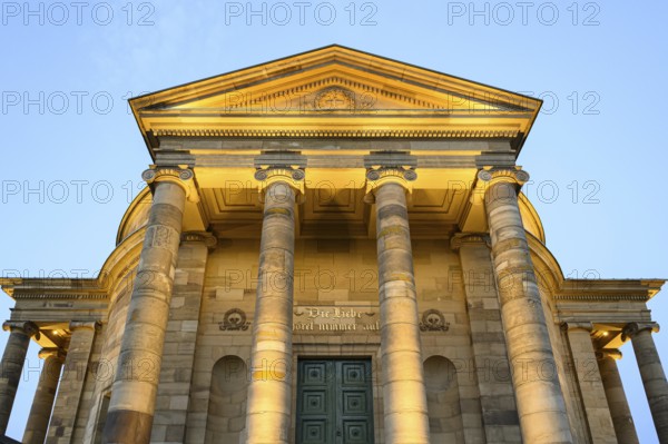 Gate of the burial chapel on the Würrtemberg in Stuttgart Rotenberg in the evening light