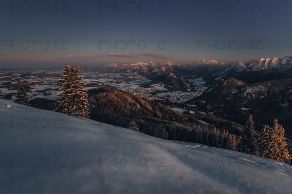 A Winter Wonder Land sunset hiking tour in the snow on the Edelsberg near Nesselwang in the Allgäu