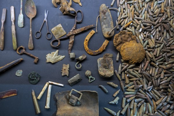WWI bullets and soldiers personal belongings on display in the In Flanders Fields Museum about