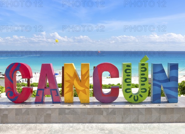 Cancun, Mexico, 20 March, 2020: Playa Delfines (Dolphin Beach) nicknamed El Mirador (The Lookout) –