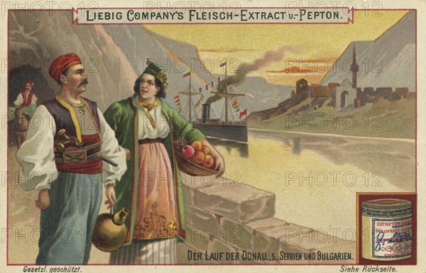 Picture series The course of the Danube, Serbia and Bulgaria, Liebig picture, digitally restored
