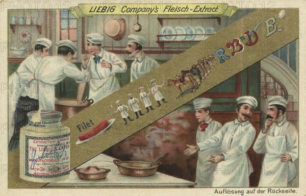 Picture series picture puzzle, many cooks, Liebig picture, digitally restored reproduction of a