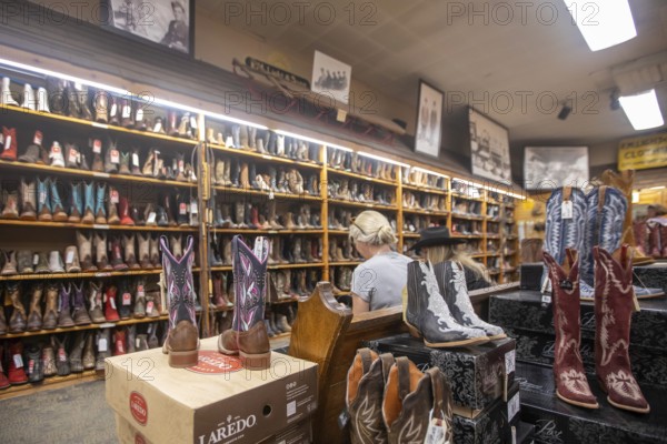 Steamboat Springs, Colorado, Cowboy boots on sale at F.M. Light & Sons, a heavily-advertised