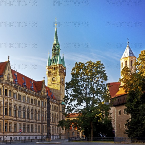 Town hall, old building in neo-Gothic style with a tower of Dankwarderode Castle, Braunschweig,