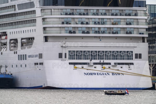 The cruise ship Norwegian Dawn at the Passenger Terminal Amsterdam, Cruise Port Amsterdam, belongs