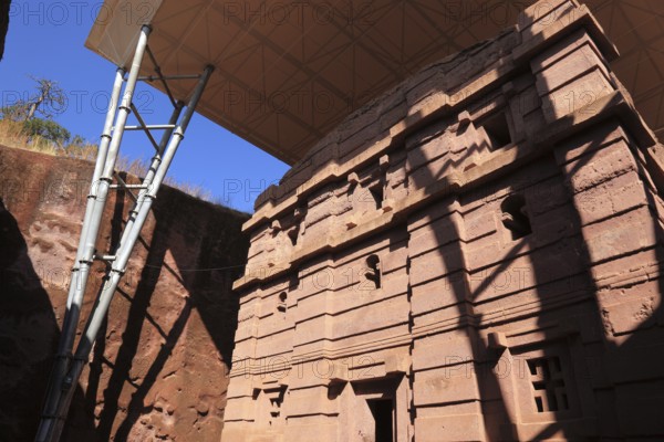 Lalibela, eastern group of rock-hewn churches, Bet Emmanuel, Emmanuel Church, Ethiopia, Africa